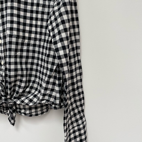 J Crew Gingham Tie Front Button up - Picture 4 of 7